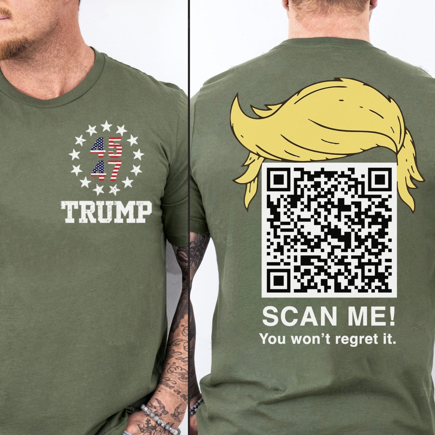 Dancing Trump QR Code Shirts | Funny Trump Tshirts | Unique Political Shirts | Trump Front & Back Shirt Dark 681886 - GOP