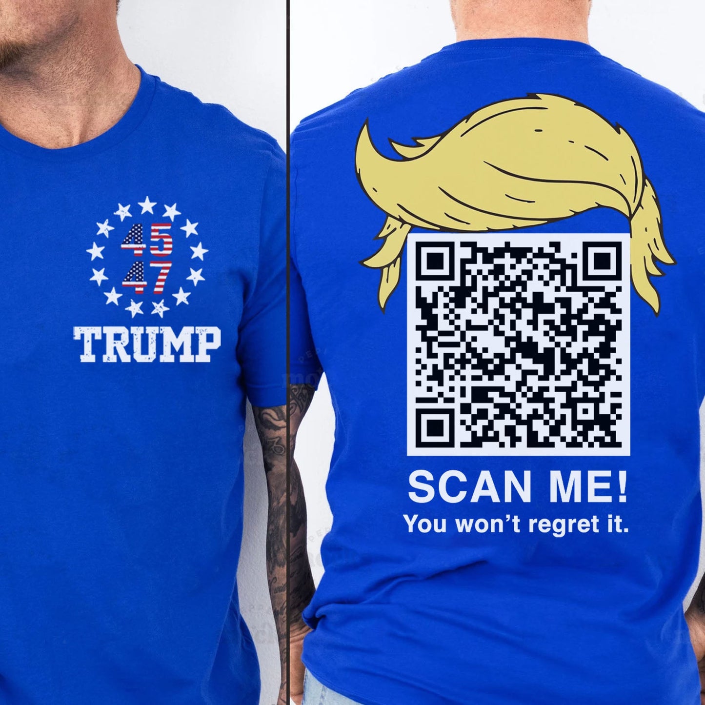 Dancing Trump QR Code Shirts | Funny Trump Tshirts | Unique Political Shirts | Trump Front & Back Shirt Dark 681886 - GOP