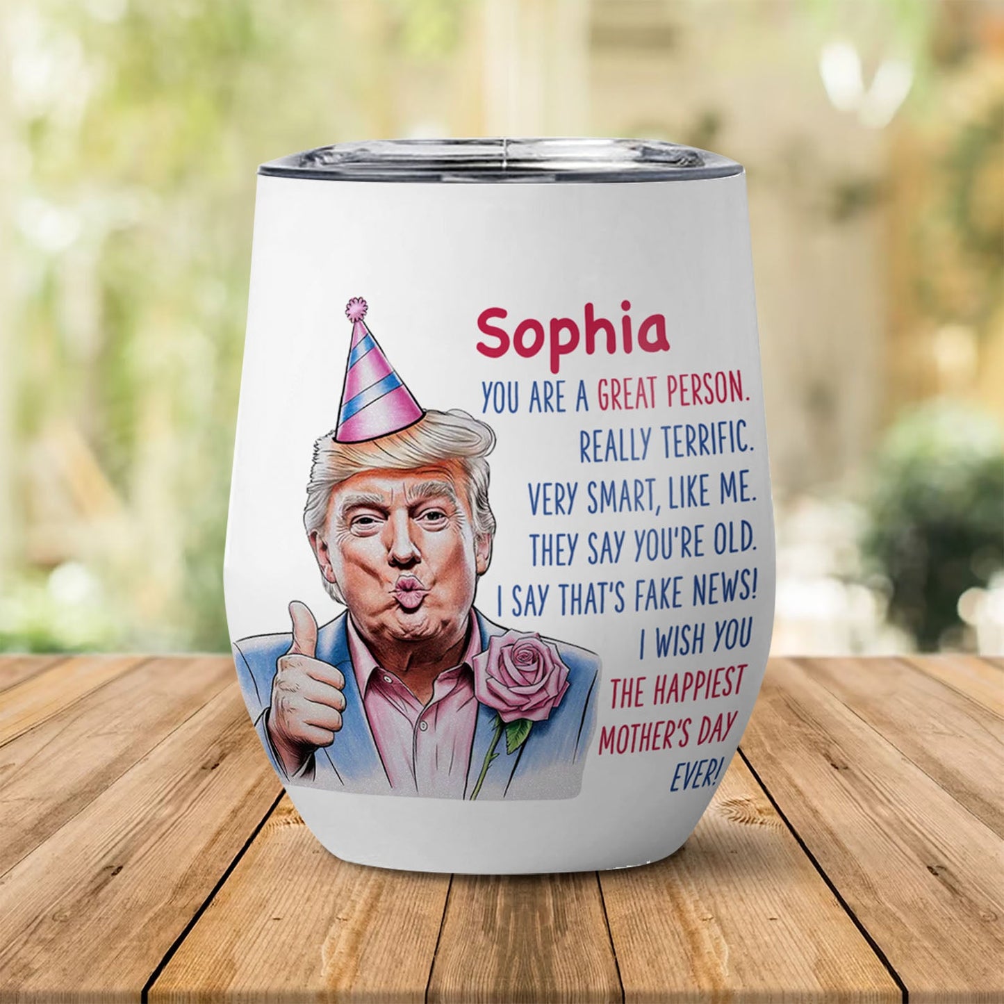 The Happiest Mother's Day Ever Tumbler, Personalized Custom Name 12oz Wine Tumbler, Gift For Mom, Gift For Wife 682088 - GOP