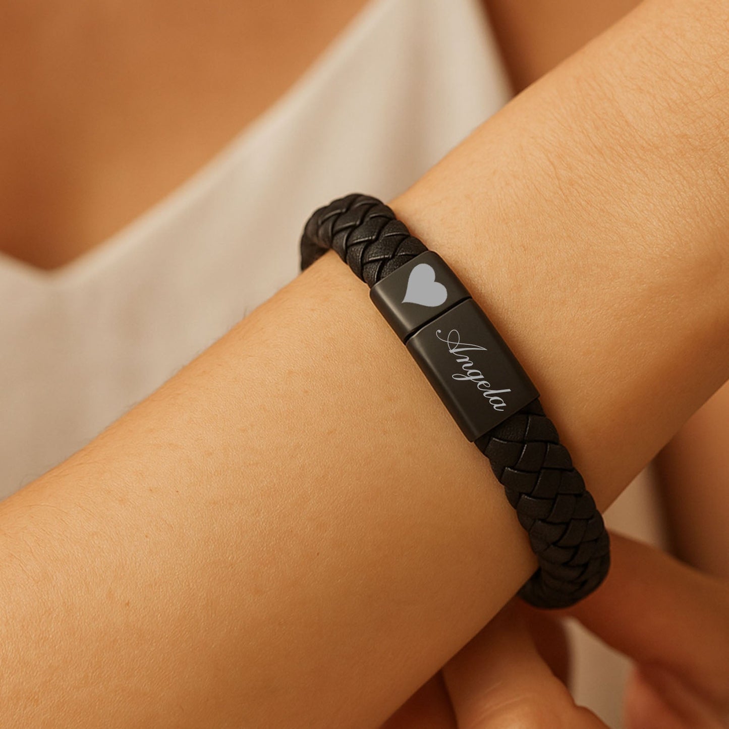 Custom Engraved Leather Bracelet Name With Love | Gift for Family, Special Gift for Family  | Personalized Unisex Bracelet 682202