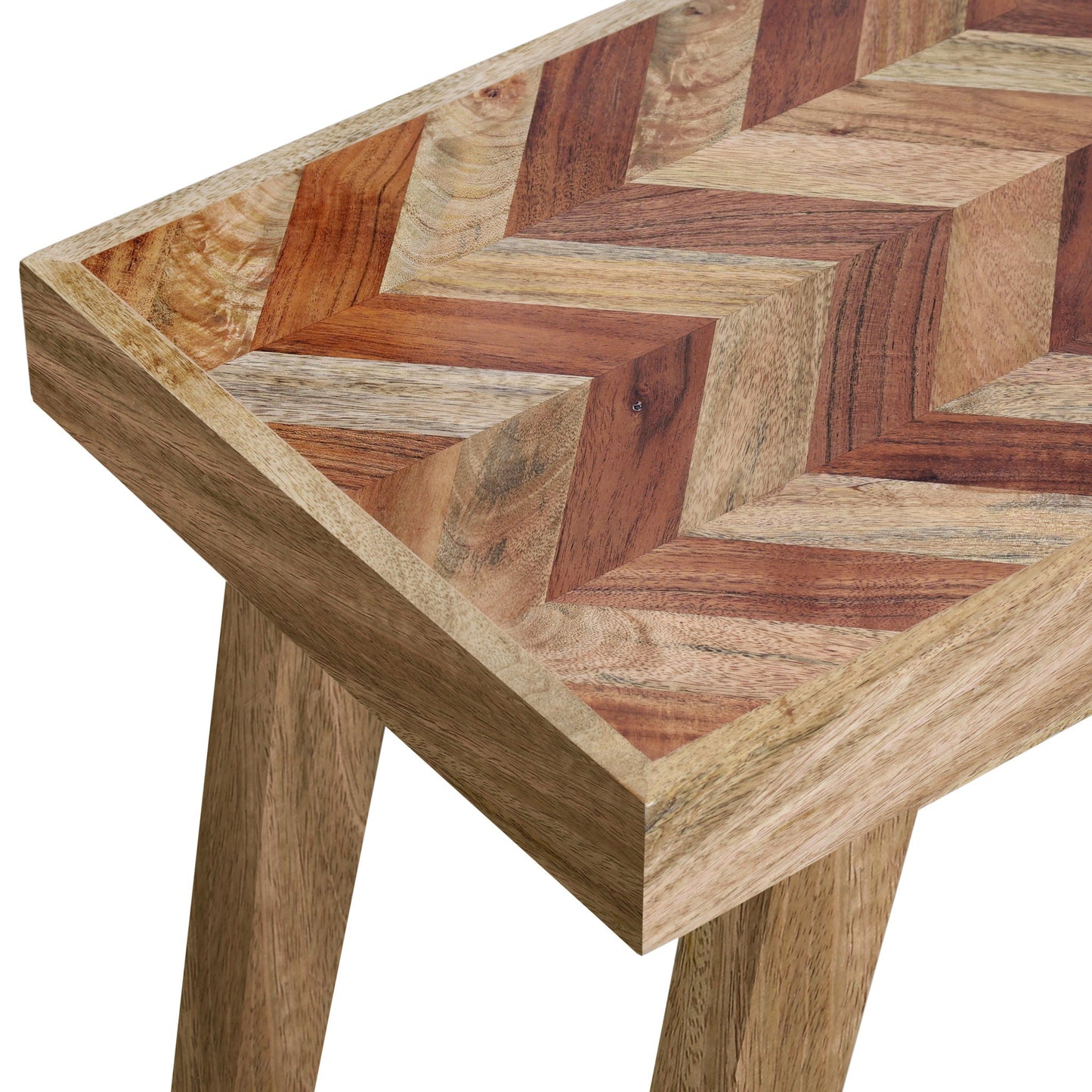 Artisan Handcrafted Mango Wood Bench Rustic Boho Style - Natural