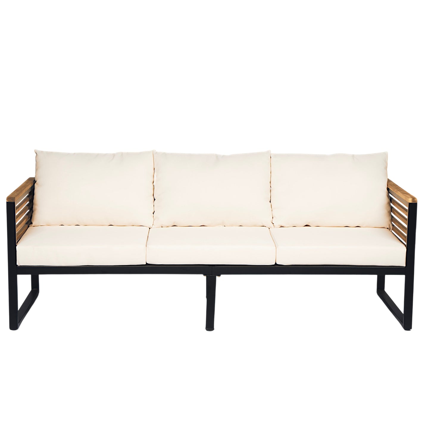 Outdoor 4-Piece Acacia Wood and Metal Patio Sofa Set