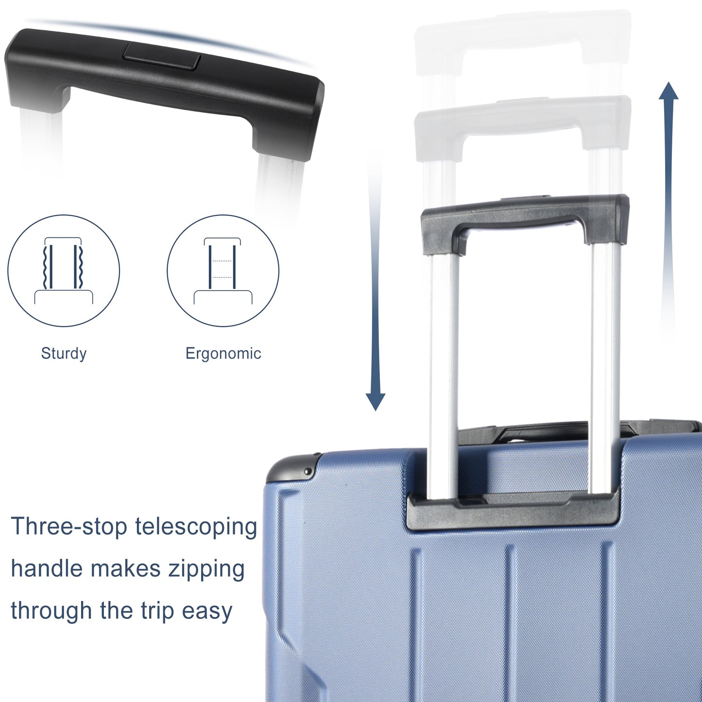 Hardshell Luggage Spinner Suitcase with TSA Lock Lightweight Expandable 24'' (Single Luggage) Blue + ABS + 24 Inch