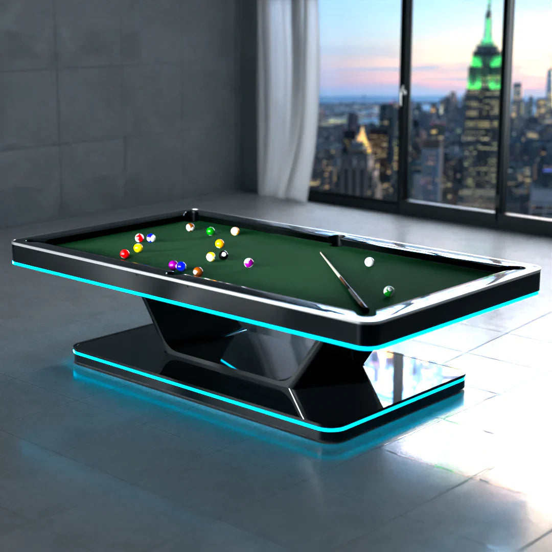 White Billiards The Stark Modern Slate LED Pool Table