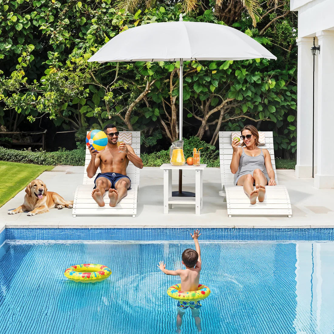 AquaCurve™ AquaWave Pre-Assembled Folding Pool Lounge Chair for Tanning Ledge