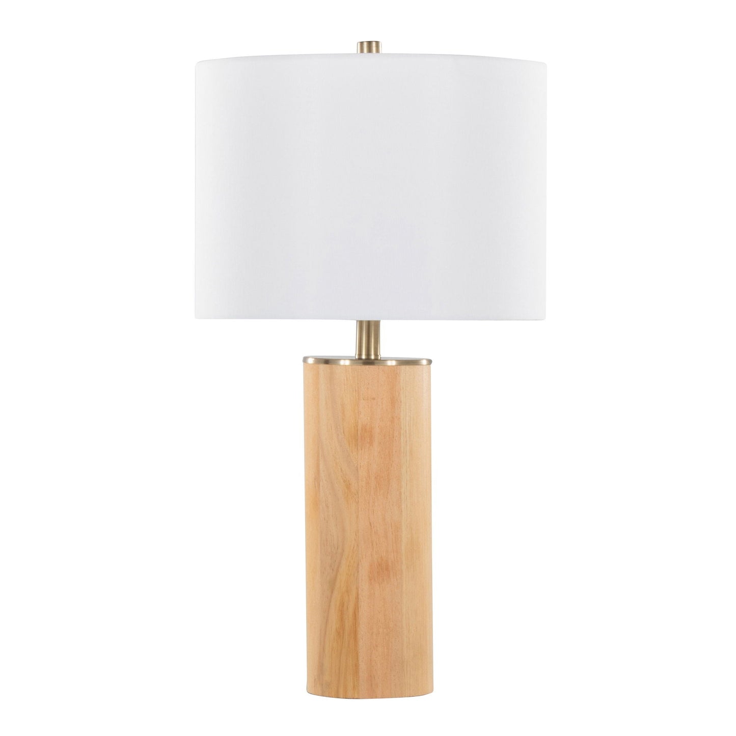 Cylinder - Ash Contemporary Table Lamp - Ash / Antique Brass / White