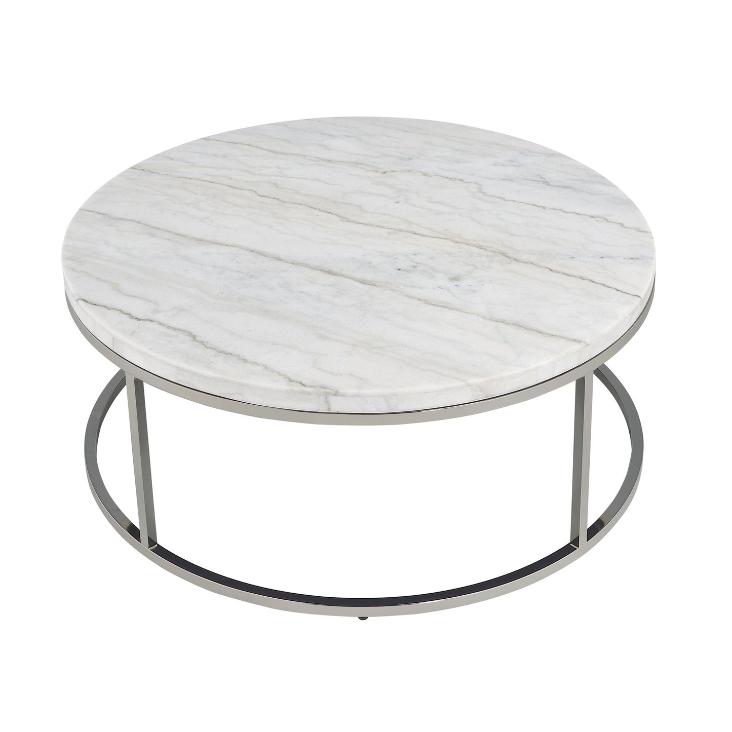 Zaidee Marble Top Nickel Coffee Table - White