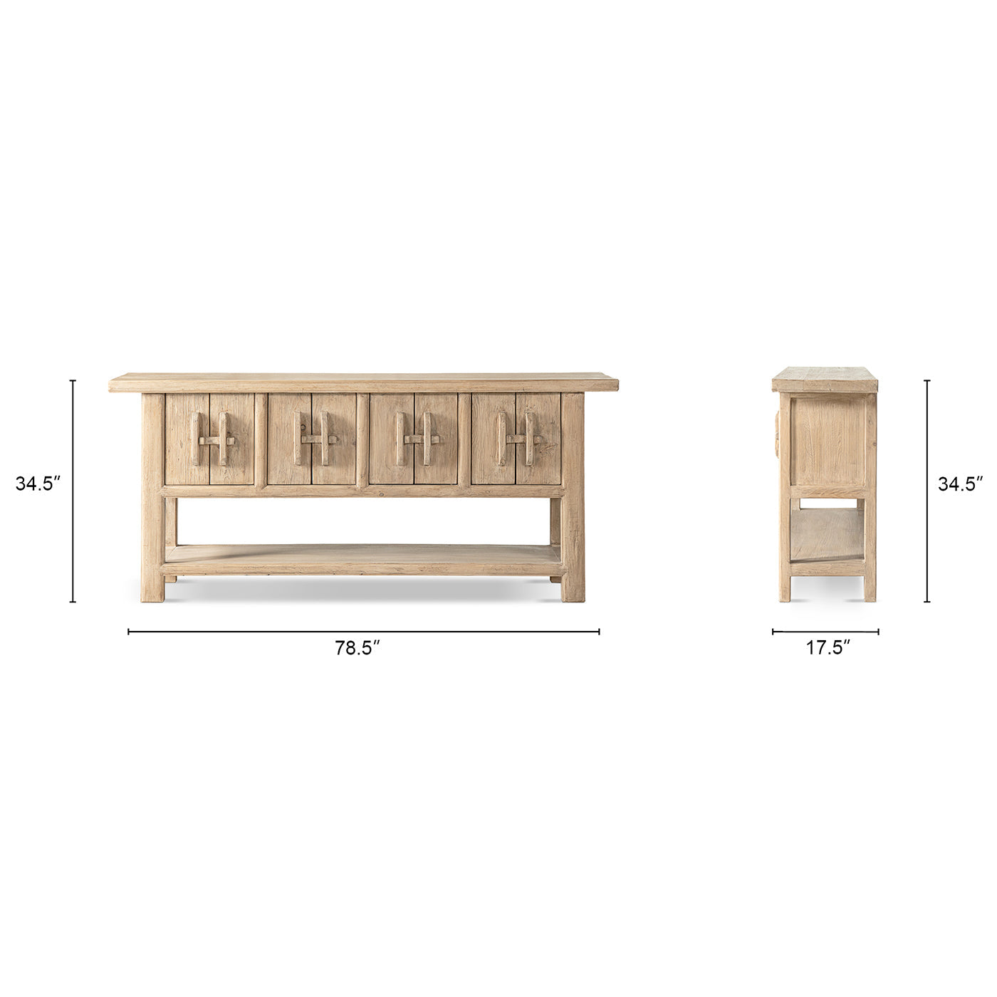 Rowan 60' Solid Reclaimed Pine Sideboard with Lower Shelf Heritage Light Natural Brown