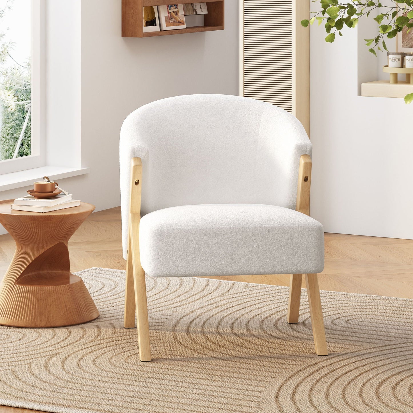 Modern Accent Chair with Polyester Upholstery and Minimalist Lounge Design