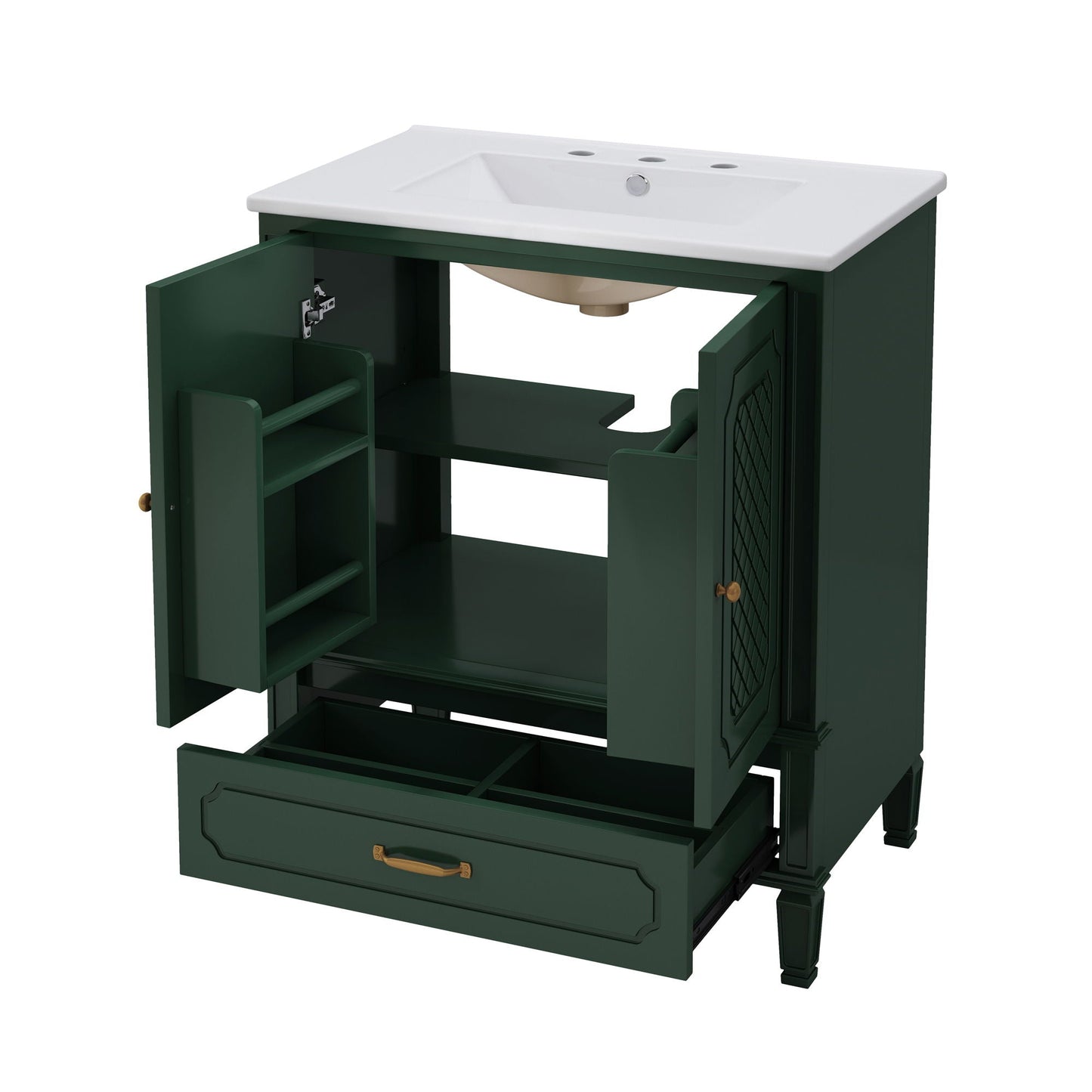 Bathroom Vanity With Sink, Soft Closing Door, Multi Functional Storage