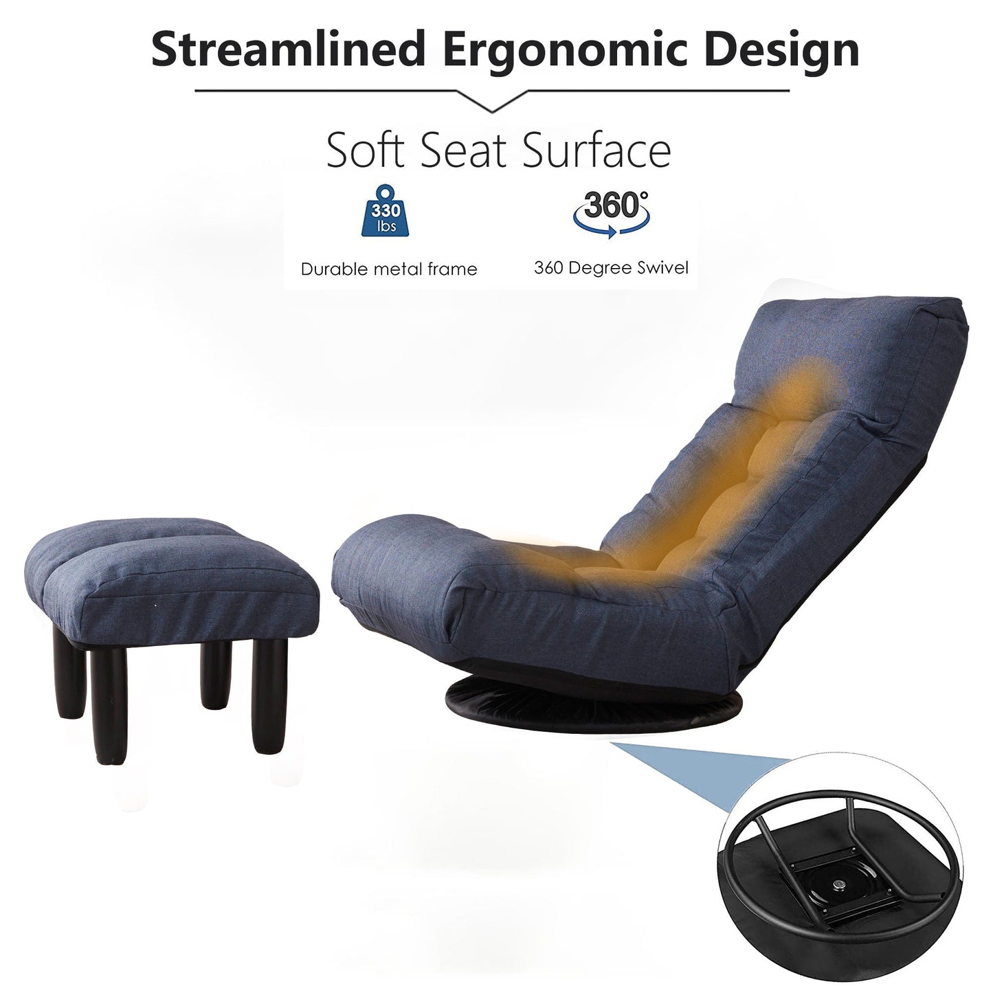 Adjustable Japanese Reclining Floor Chair Sofa With Metal Frame For Living Room