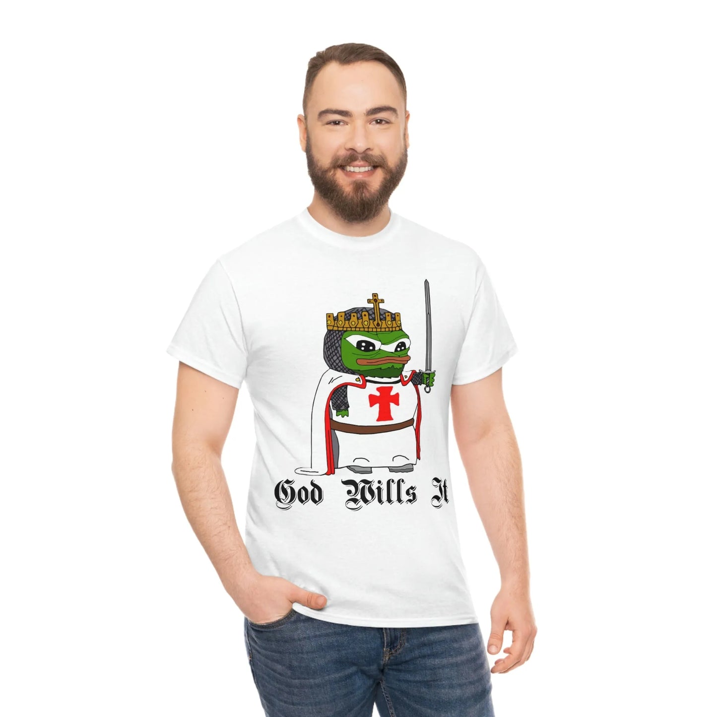 Crusader Pepe "God Wills It" Tee - Deus Vult Meme Shirt - 4LibertyShop.com