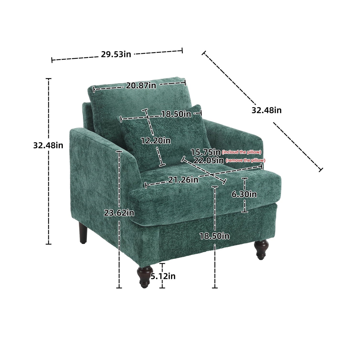 Modern Mid Century Wood Frame Armchair With Tufted Design