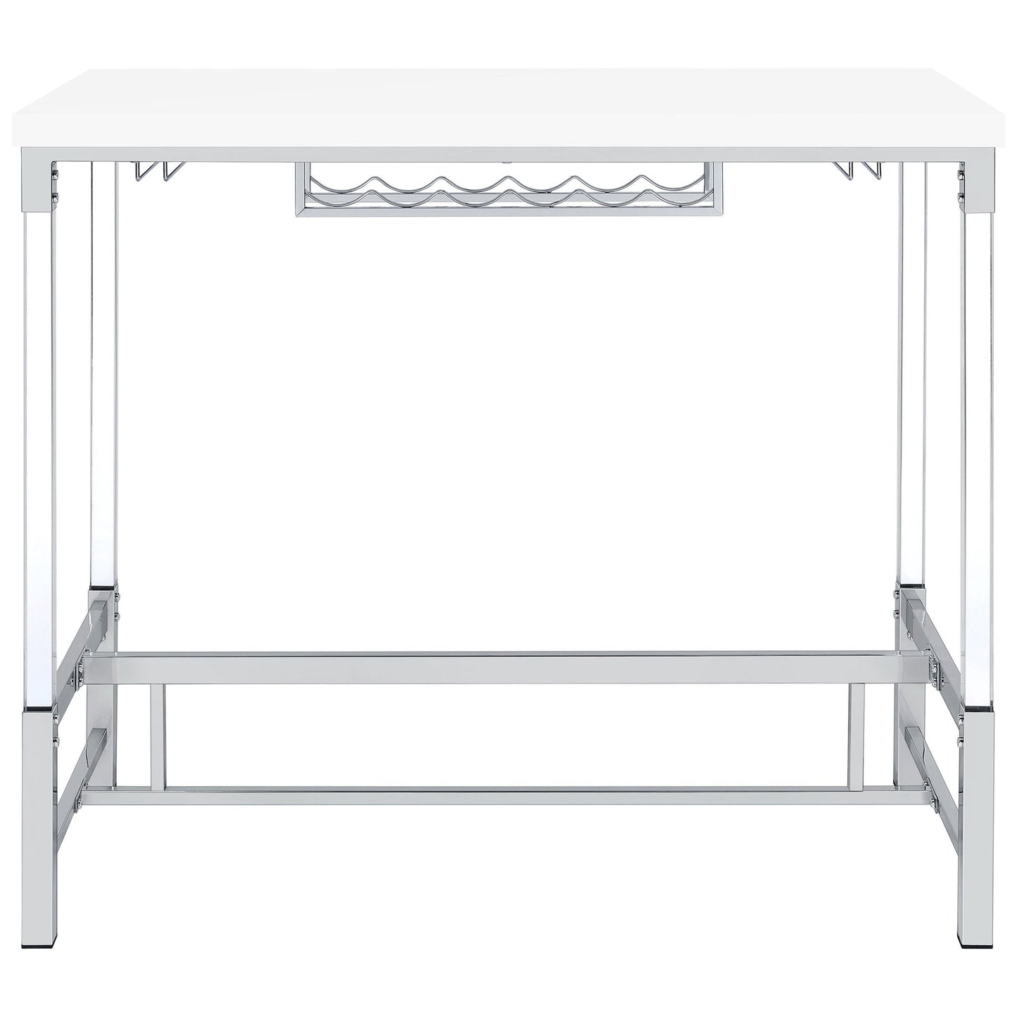 Tonneson - Bar Table With Trestle Base And Wine Storage - White