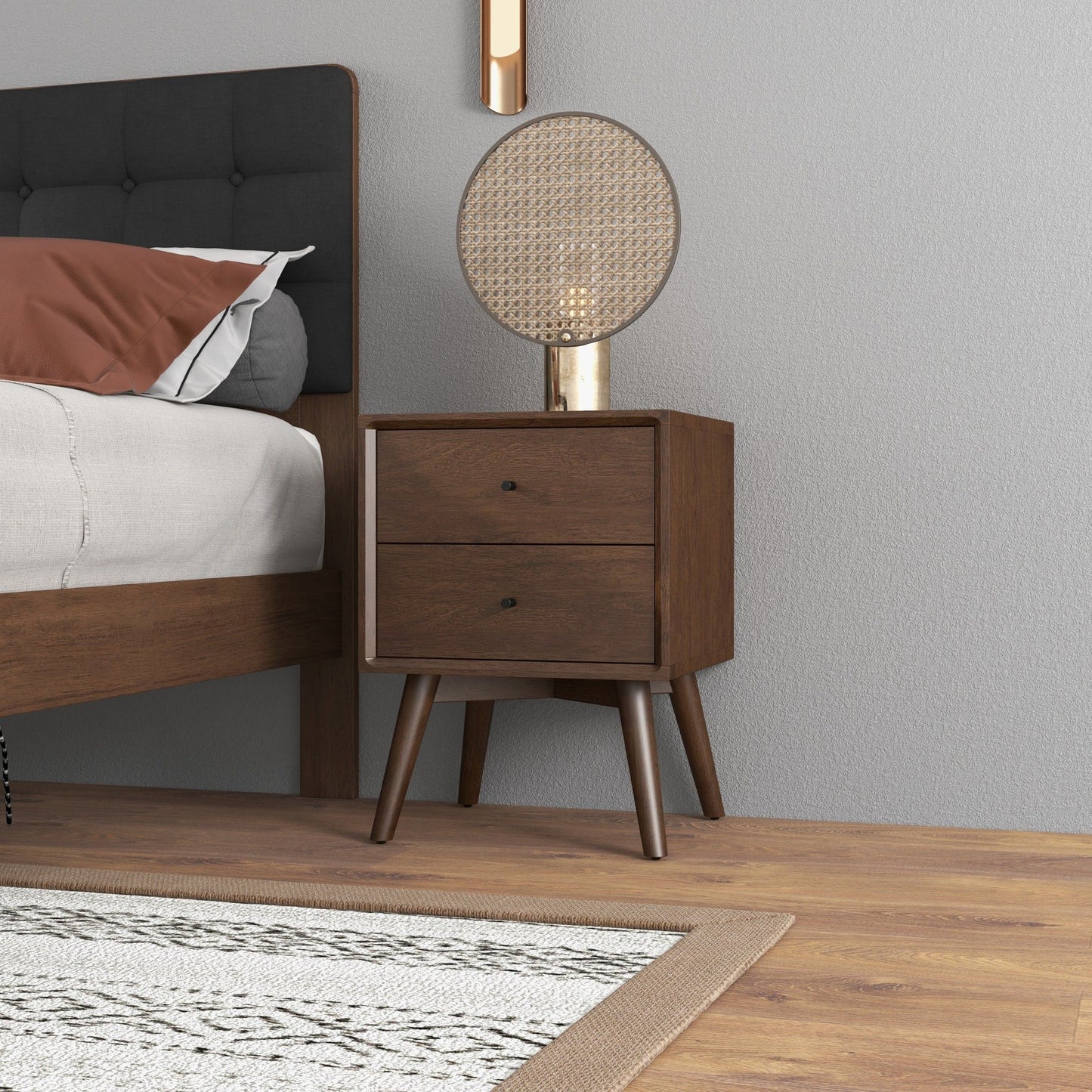 Caroline - Mid-Century Modern Style Night Stand 2 Drawer