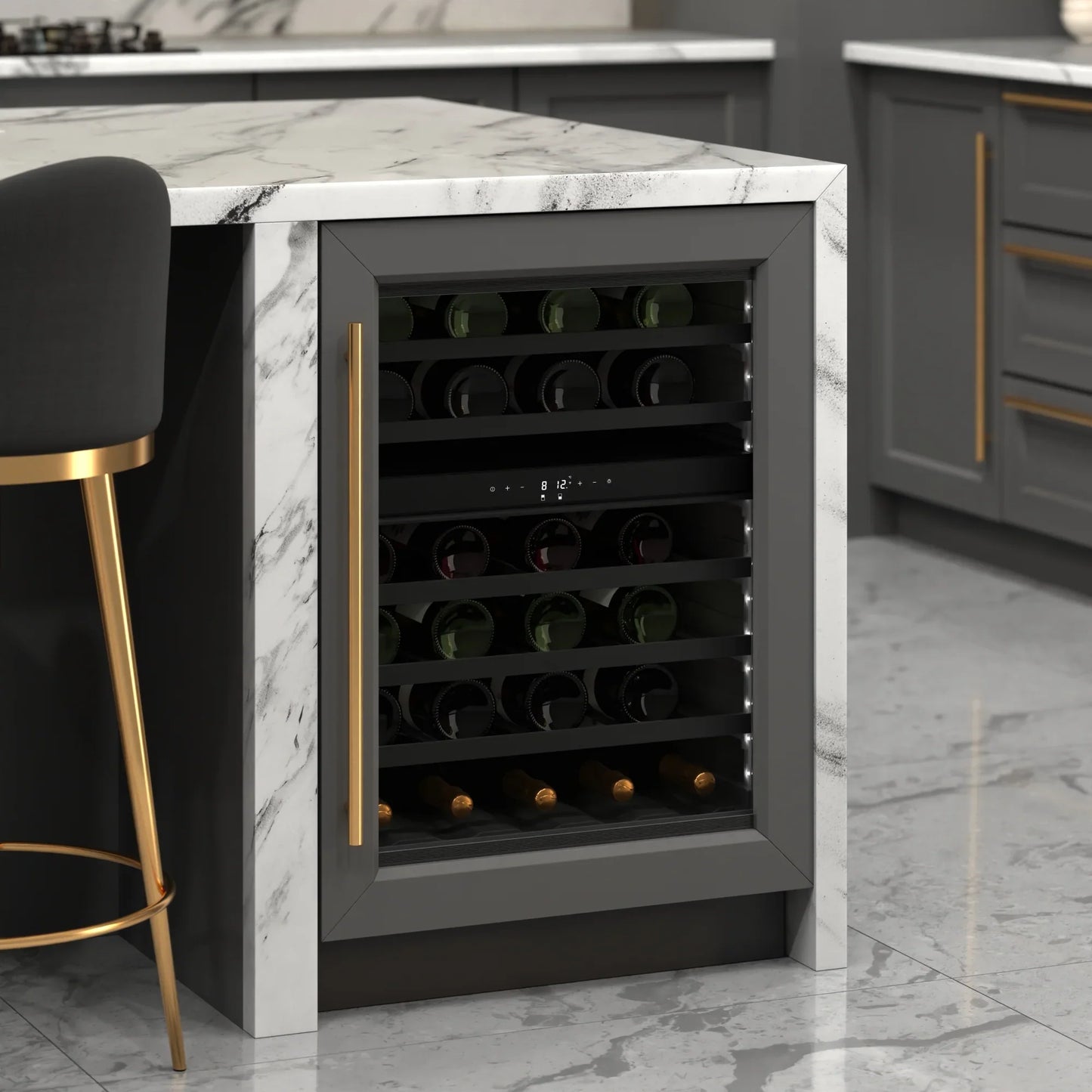 KoolMore Reserve 24 in. Under-Counter Panel Ready Dual Zone Built-in Wine Cooler and 45 Bottle Capacity in Black