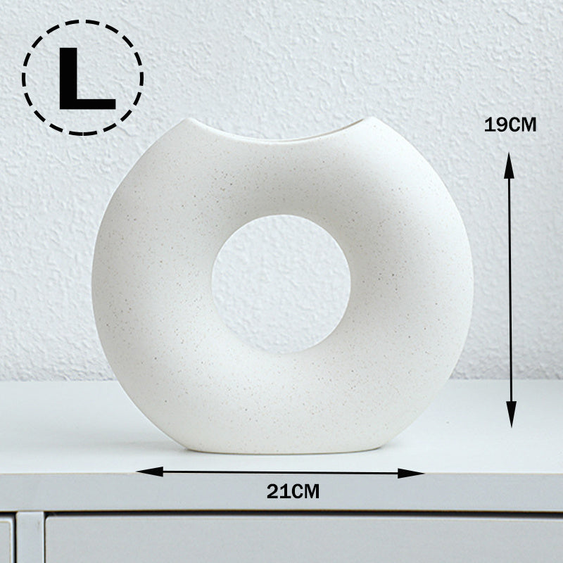Nordic Style Simple Ceramic Vase Semicircle Creative Flower Device