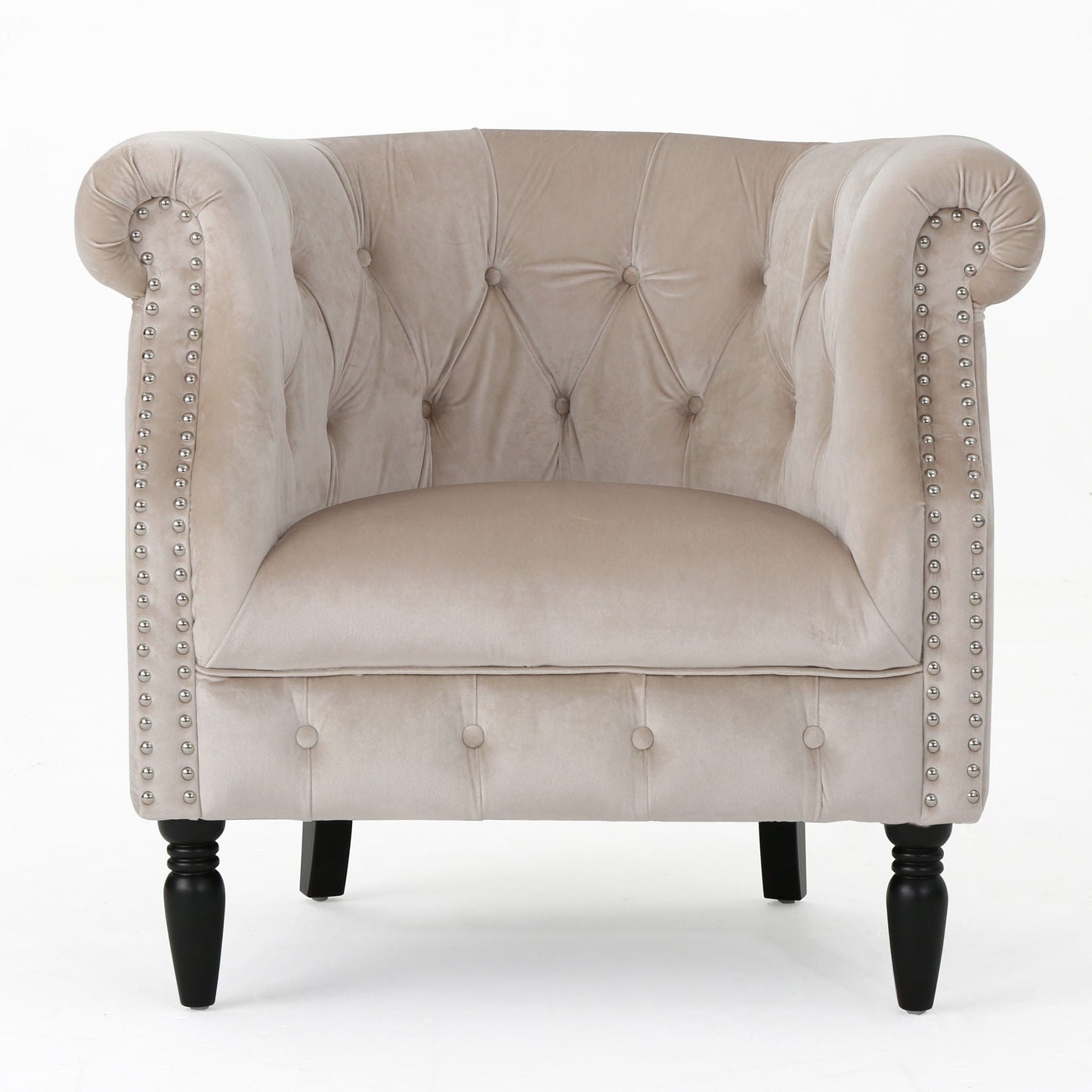 Celestialis Upholstered Club Chair with Tub Design and Rolled Recessed Armrests