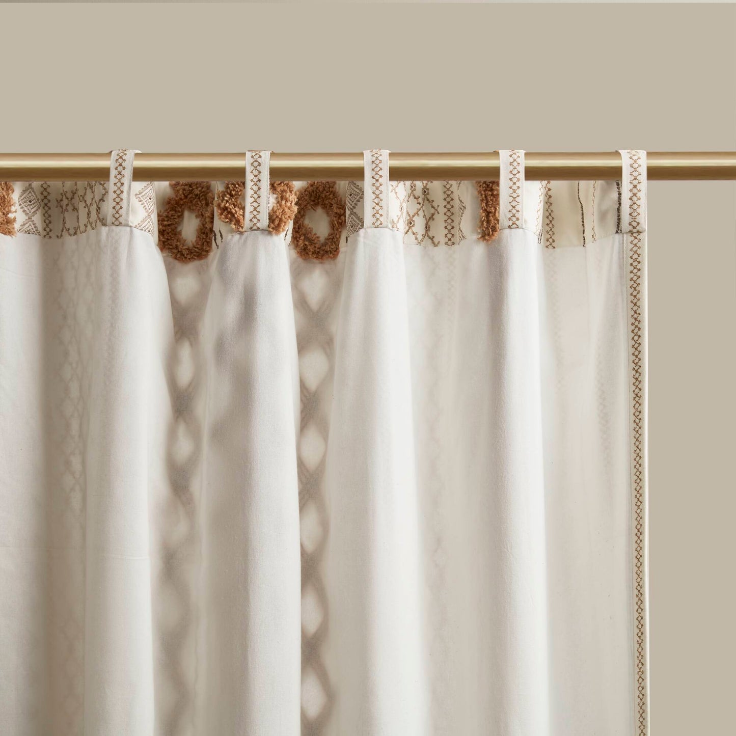 1 PC 50x84' Cotton Printed Window Panel with Chenille Stripe and Lining