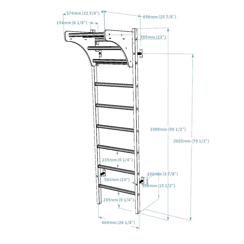 BenchK 211 Gymnastic Wall Bars with Ring and Swing Accessories