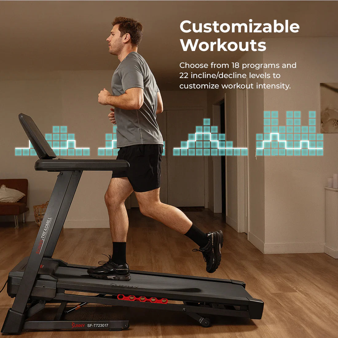 Advanced Heavy Duty Auto Incline Smart Treadmill by Sunny Health & Fitness