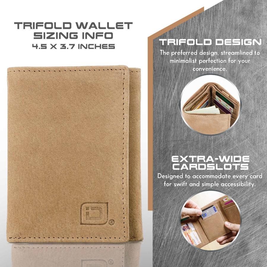 Mens RFID Wallet - Extra Capacity Trifold 7 slot with ID Window