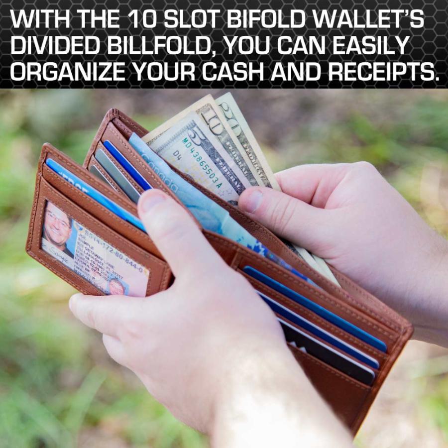Mens RFID 10 Slot Bifold Wallet with ID Window