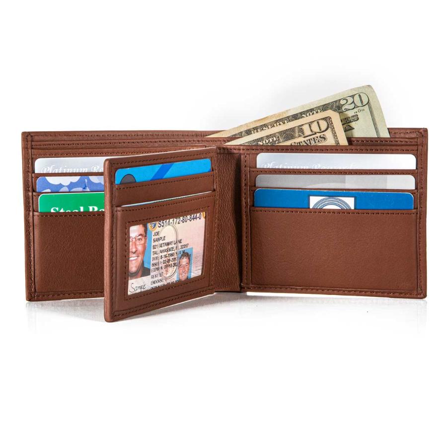 Mens RFID 10 Slot Bifold Wallet with ID Window