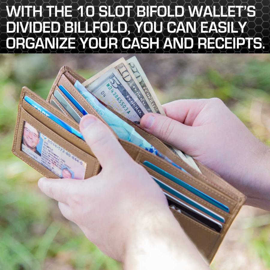 Mens RFID 10 Slot Bifold Wallet with ID Window