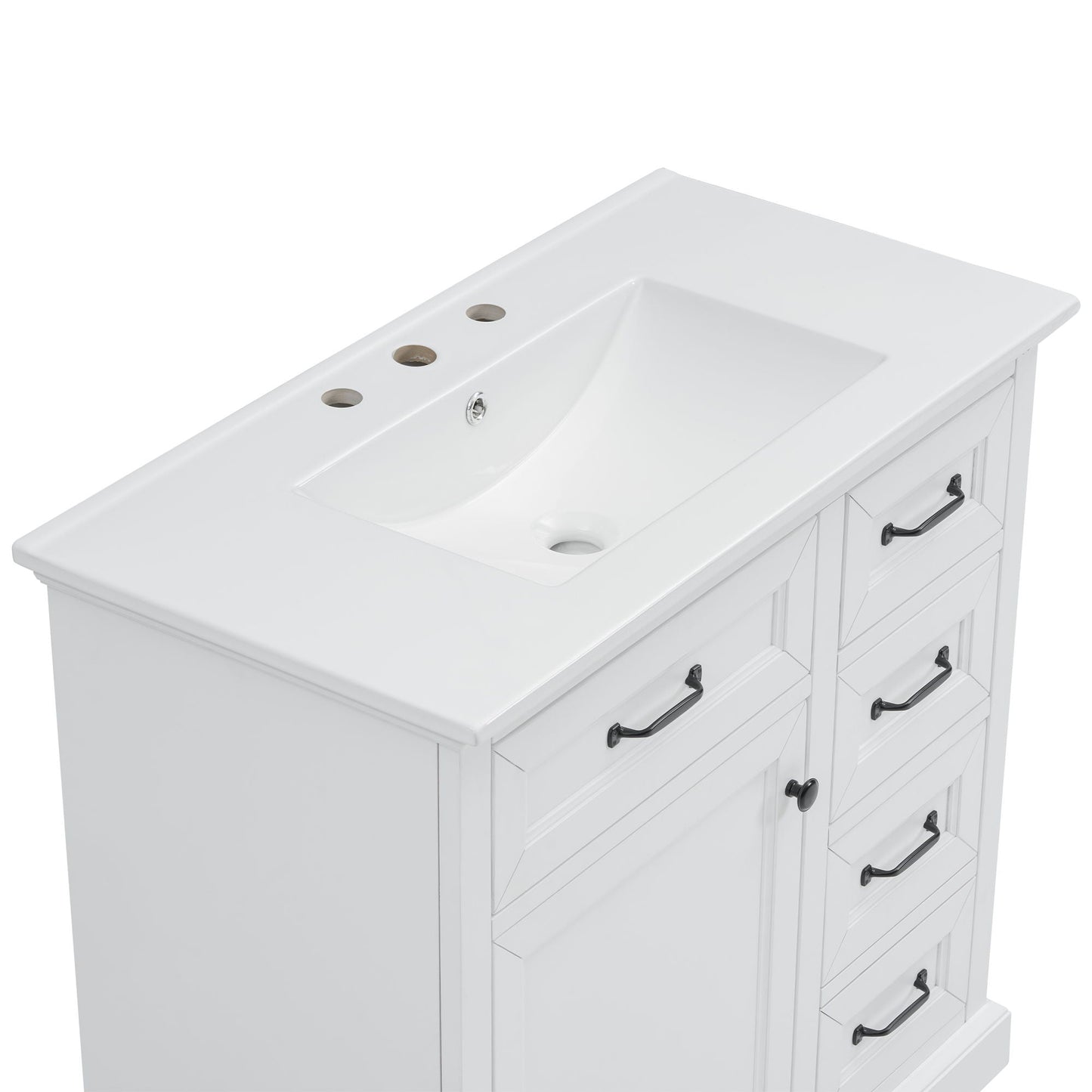 36" Bathroom Vanity With Sink, 2 Tip-Out Drawers, Soft Close Hinges