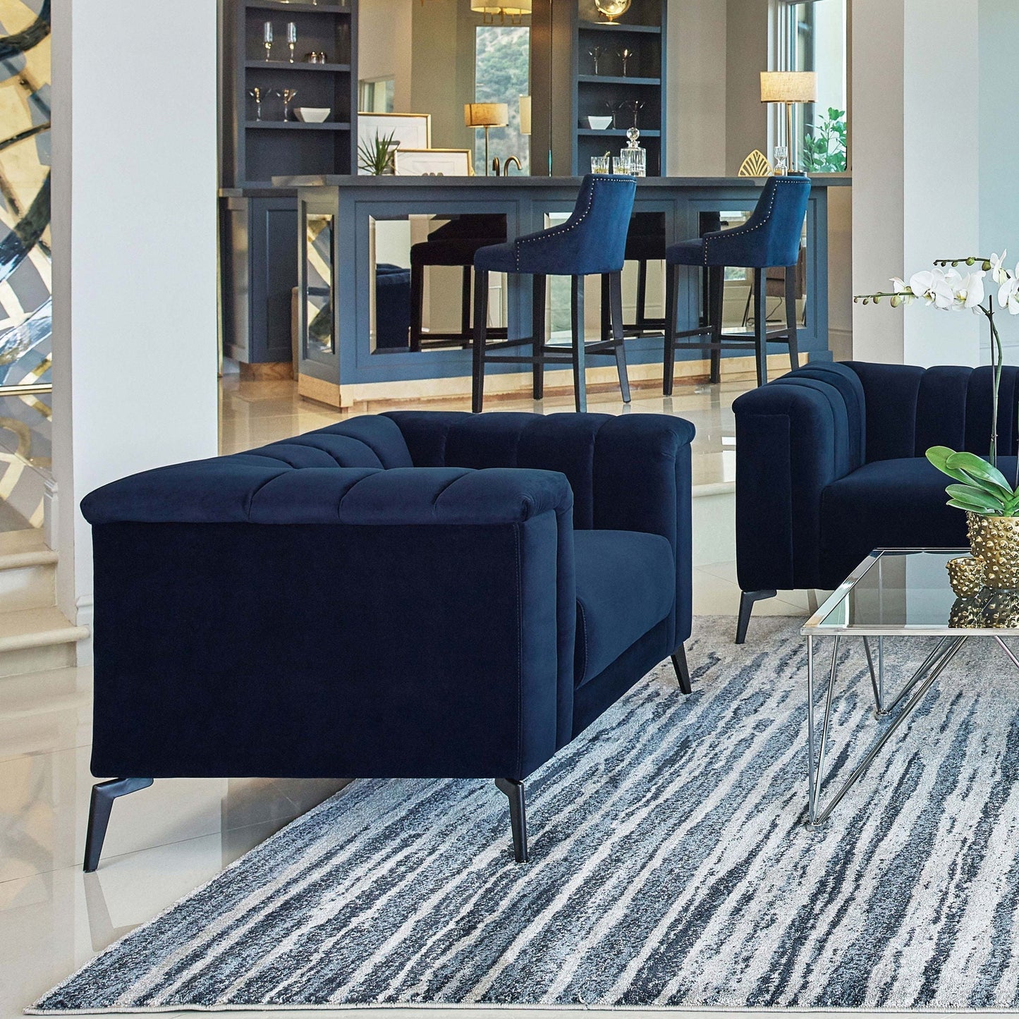 Darci - Accent Armchair With Seating And Tapered Legs - Blue