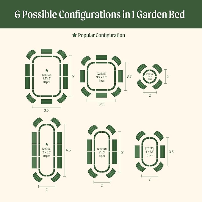Vego garden 32" Extra Tall Raised Garden Bed Kits, 6 in 1 Modular Raised Planter Box for Vegetables Flowers Fruits Oval Metal Raised Garden Bed- Pearl White