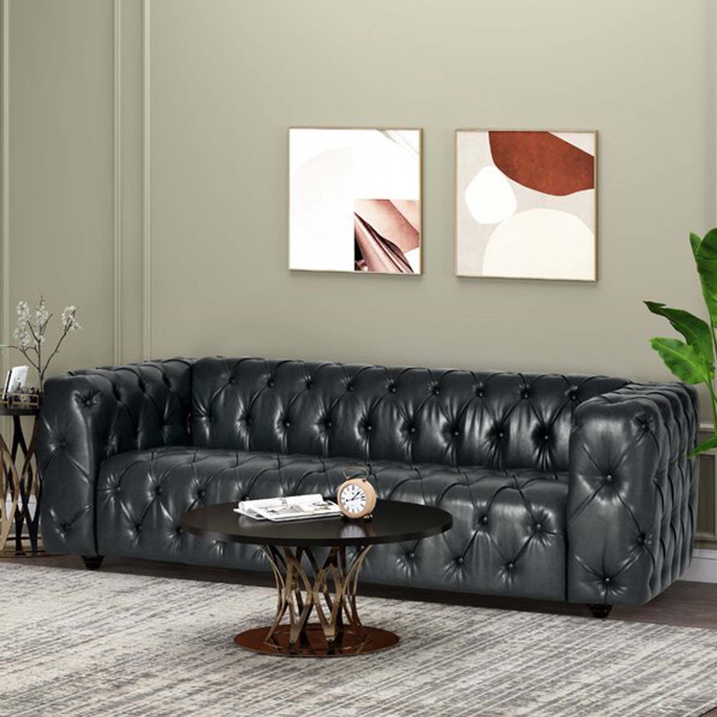 Comfy 3 Seat Sofa with Wooden Legs - Black
