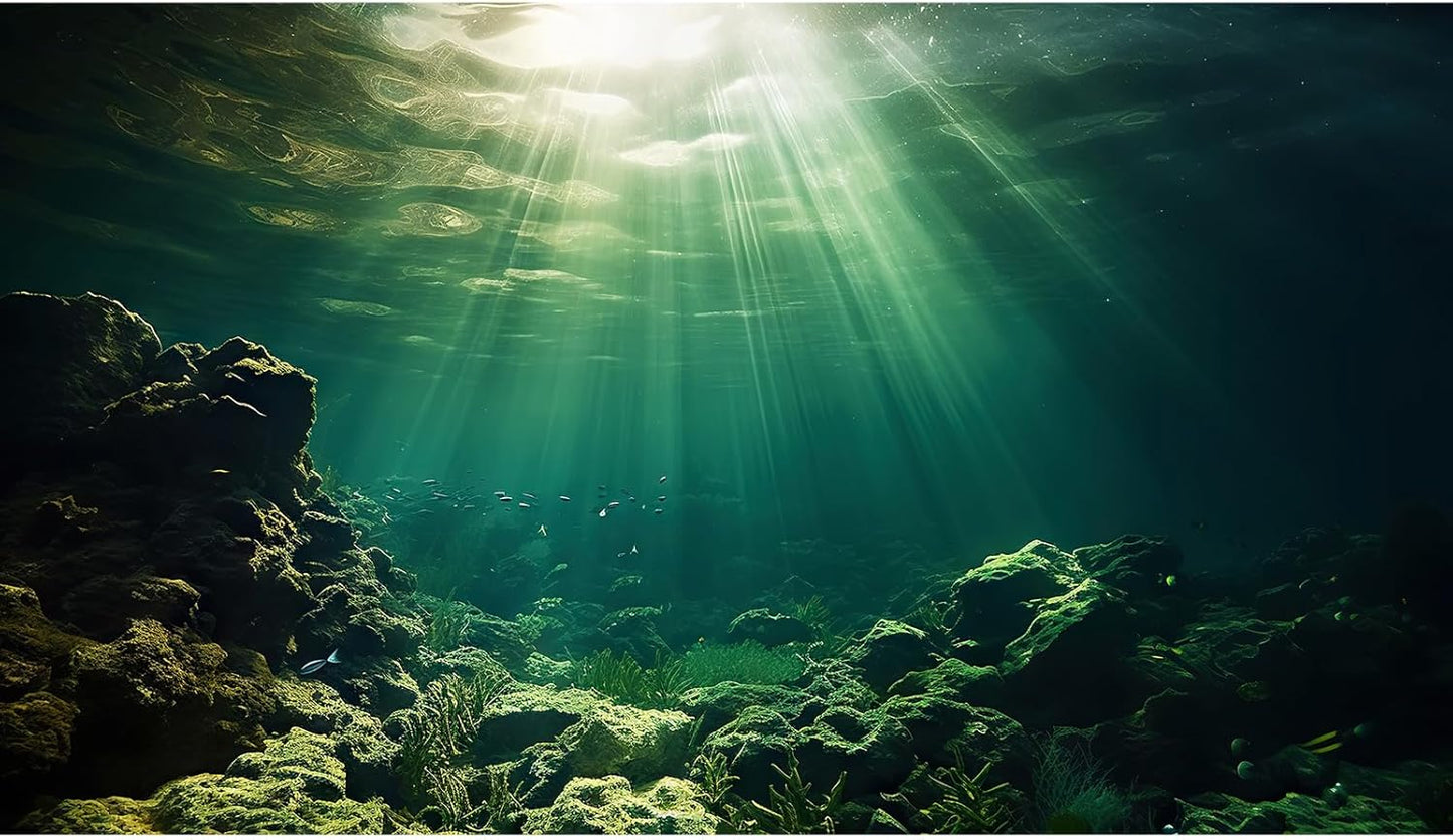 Under The Sea Aquarium Background Underwater Fish Tank Background Ocean Floor Rock Cave Sunray Terrarium Backgrounds Tropical Fish Ocean World Aquarium Reptile Tank Backgrounds 30x12in