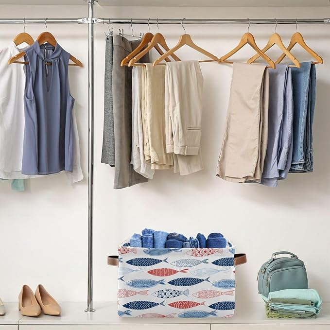 Fish Rectangular Storage Basket Organizer Bin Shelf Baskets For Clothes Gifts For Home Office Dorm