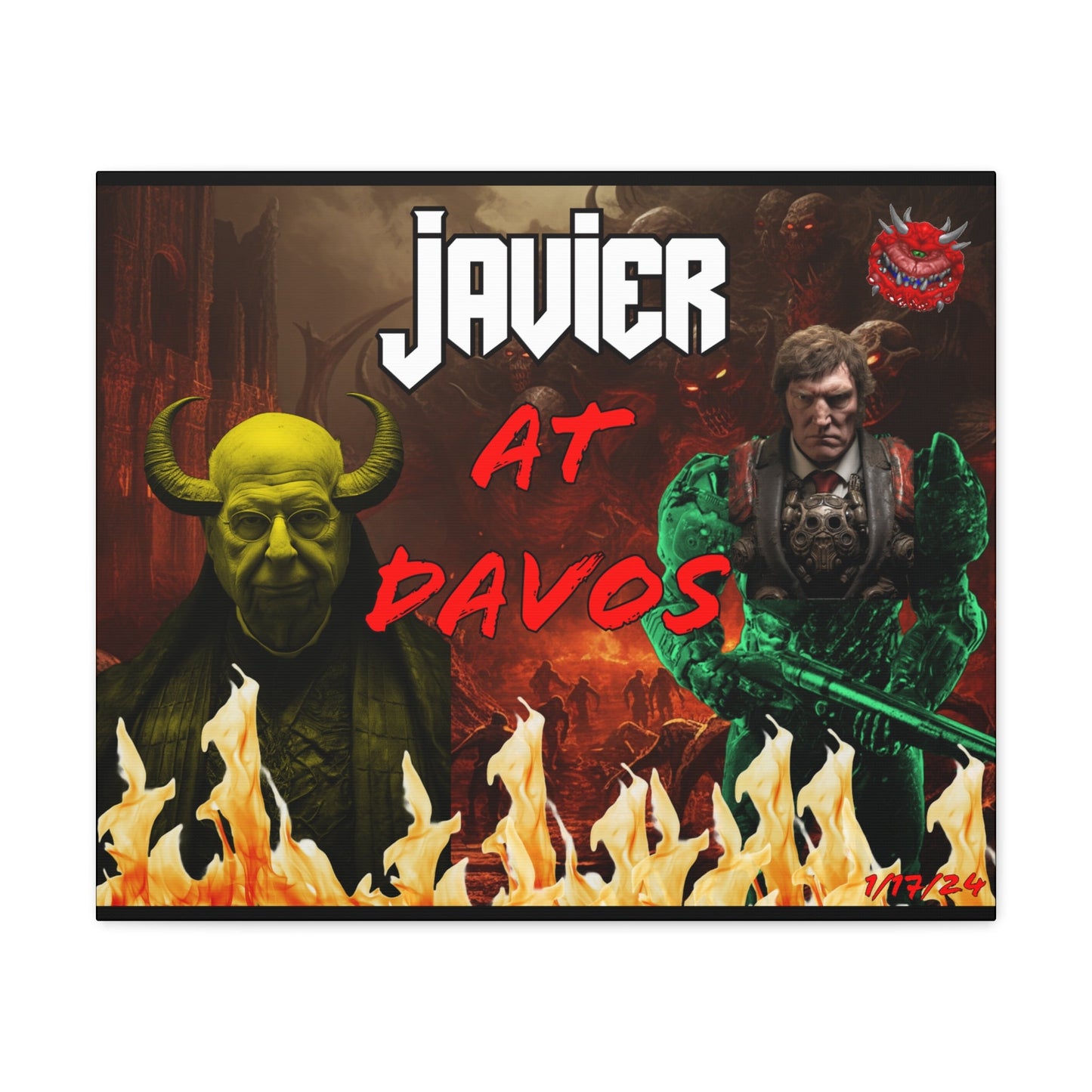 Javier Milei Space Marine in Davos Canvas Print