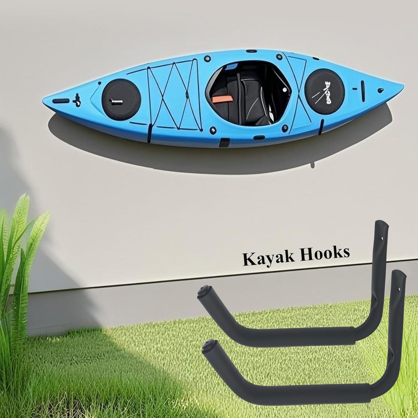 Kayak Hook Heavy Duty Kayak Wall Mount for Indoor Storage Space-Saving Kayak Storage Rack Soft Padded Garage J-Hook Wall Hanger for Bikes Kayak and Hanging Ladders 4pcs