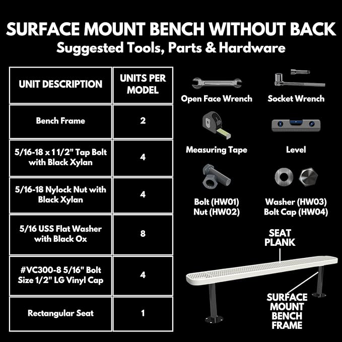 Coated Outdoor Furniture Heavy-Duty Outdoor Bench Thermoplastic Coated, Expanded Metal, Commercial-Grade Seating, Made in America (Surface Without Back, 8 Ft, Light Blue)