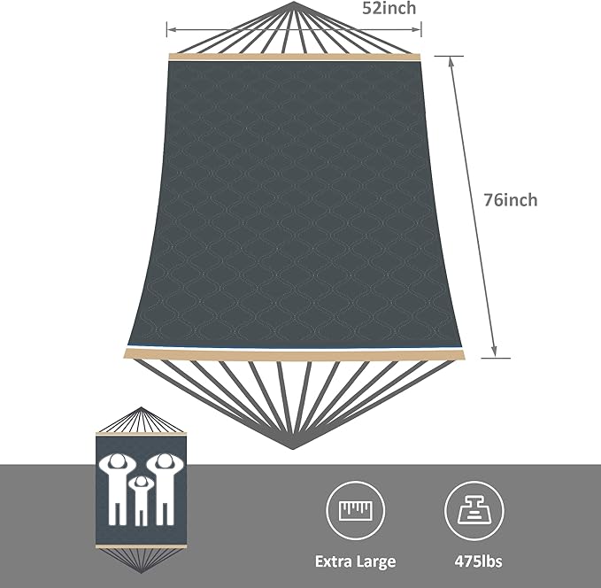 SUNCREAT Patio Portable Hammock with Stand, Outdoor Double Hammock with Stand Included, Gray Green Drops