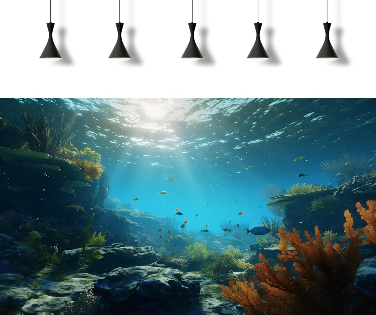 Ocean Floor Fish Tank Background Underwater Rock Aquarium Background Under The Sea Terrarium Backgrounds Aquatic Plants Sunlight Fish Tank Backgrounds Tropical Fish Aquarium Wallpaper 30x18in