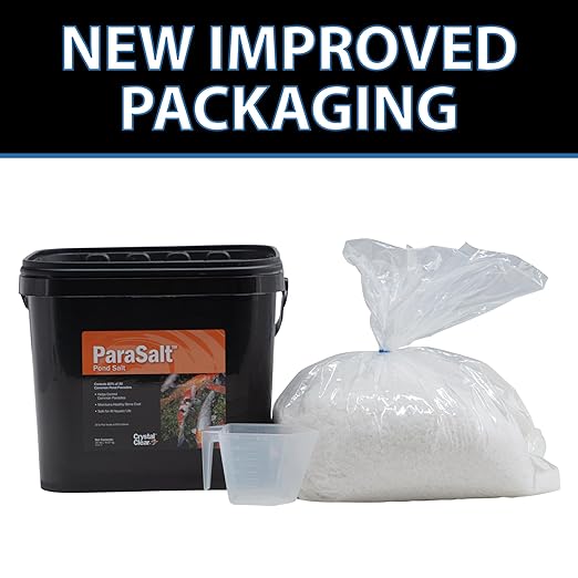CrystalClear ParaSalt Outdoor Pond & Water Garden Rock Salt Crystals, Anti Fish Parasite, Beneficial Stress Reducing & Slime Coat Treatment, Natural Aquatic Additive, Koi, Plants & Pet Safe, 20 lbs