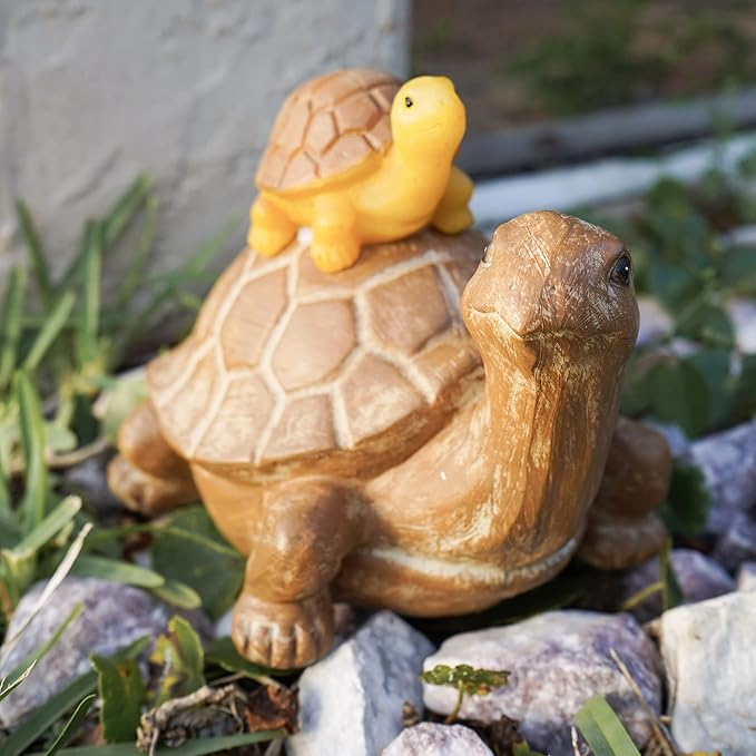 VP Home Mom and Baby Turtle Solar Powered LED Outdoor Decor Garden Light Great Addition for Your Garden, Solar Powered Light Decorations Gifts for Outside Patio Lawn Yard