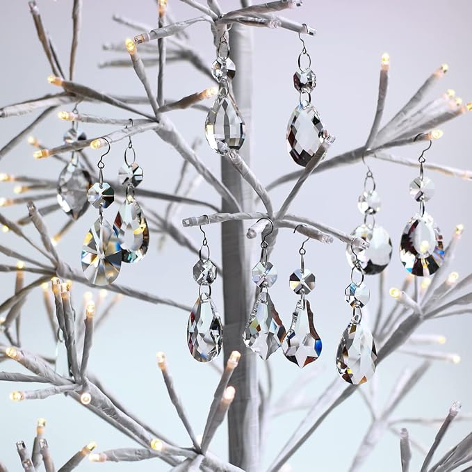 12pcs Glass Crystal Chandelier Prisms, Rainbow Hanging Crystals Suncatcher for Windows, Home Decoration
