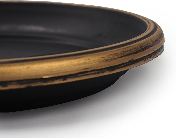 7" Decorative Heavy Duty Tray/Saucer (2 Pack) Rustic Medieval/French Country Look, Pot/Planter Base for Indoor/Outdoor Decor (7 inches, Gold)