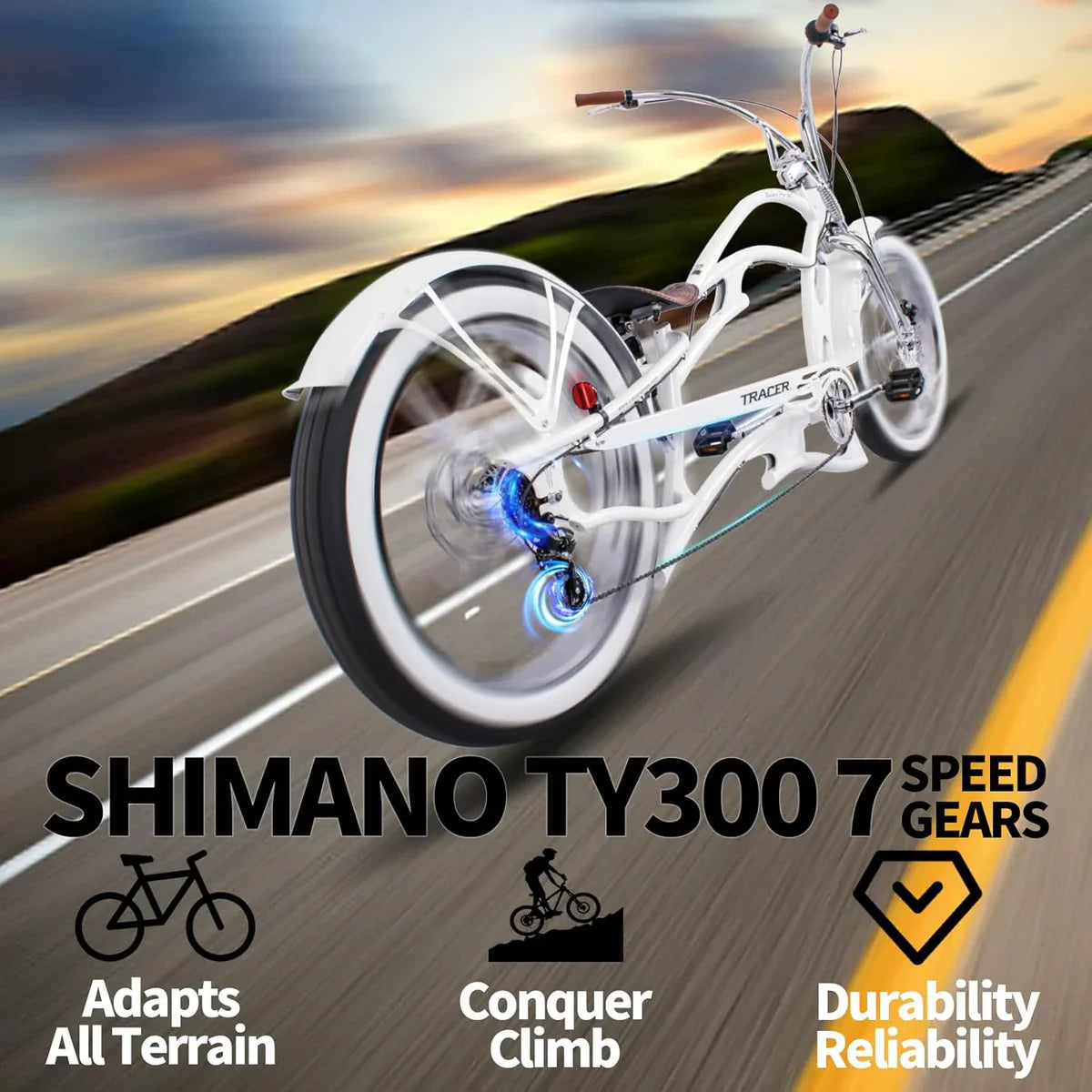 Tracer Raider Pro DS7 Stretch Chopper Cruiser Bike