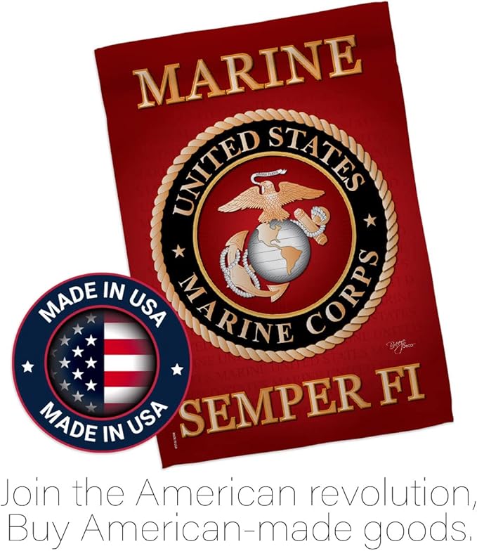 Breeze Decor Marine Corps House Flag - Pack Armed Forces USMC Semper Fi United State American Military Veteran Retire Official Support Our Troops - Banner Small Garden Yard Gift Double-Sided 28 X 40