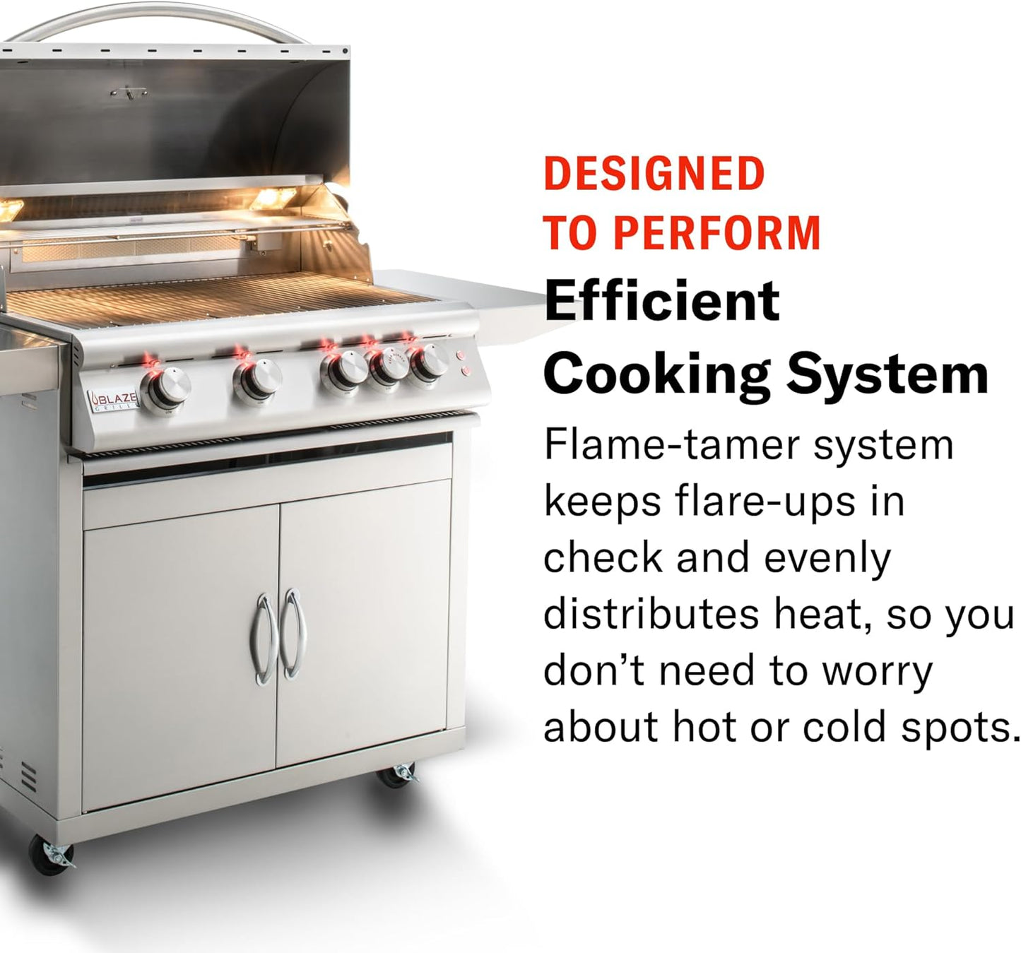 Blaze Outdoor Grill | 32-Inch Stainless Steel Propane BBQ Grill | 4 Burner Barbecue | Premium Outdoor Kitchen Grilling | Rear Infrared Burner & Grill Lights | BLZ-4LTE2-LP