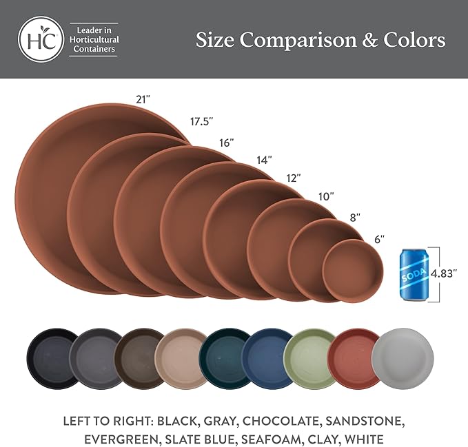 The HC Companies Flower Pot Saucers - Plastic Plant Saucer for Outdoors & Indoors - Traditional Design Plant Pot Trays for Water Drainage - Durable & Stylish Round Plant Tray (14-inch White)