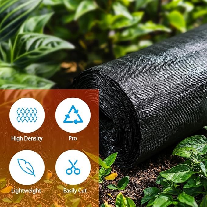 2.4oz-2.6FTx100FT Weed Barrier Landscape Fabric - Durable Weed Block Gardening Ground Cover Mat, Woven Geotextile Fabric for Underlayment, Commercial Driveway Stabilization, Weed Control Cloth