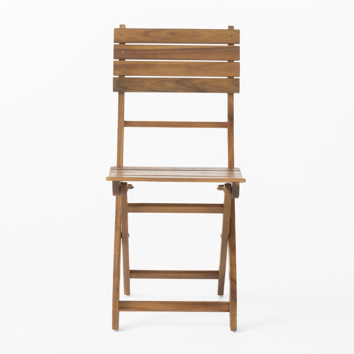 Outdoor Foldable Wood Dining Chair With Slat Design (Set of 2)